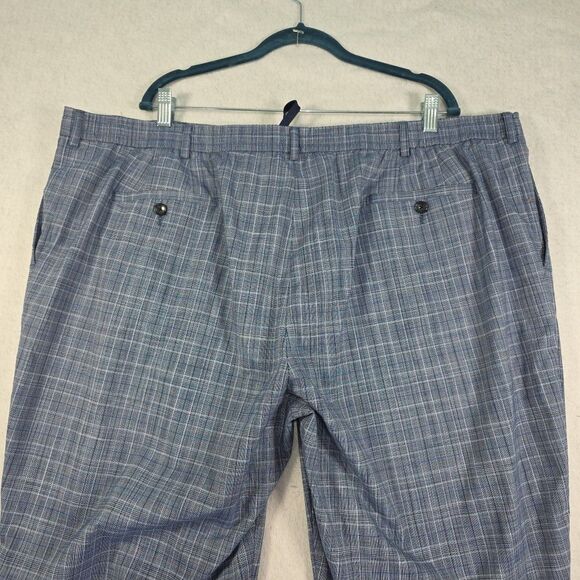 Michael Strahan Modern Fit Dress Pants Men's 48x32 Navy Blue Plaid Stretch - Picture 4 of 9